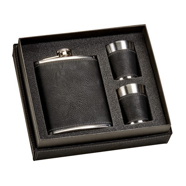 LEATHERETTE-BOXED-FLASK-SET-8-OZ-FLASK-AND-2-SHOT-GLASSES-BLACK